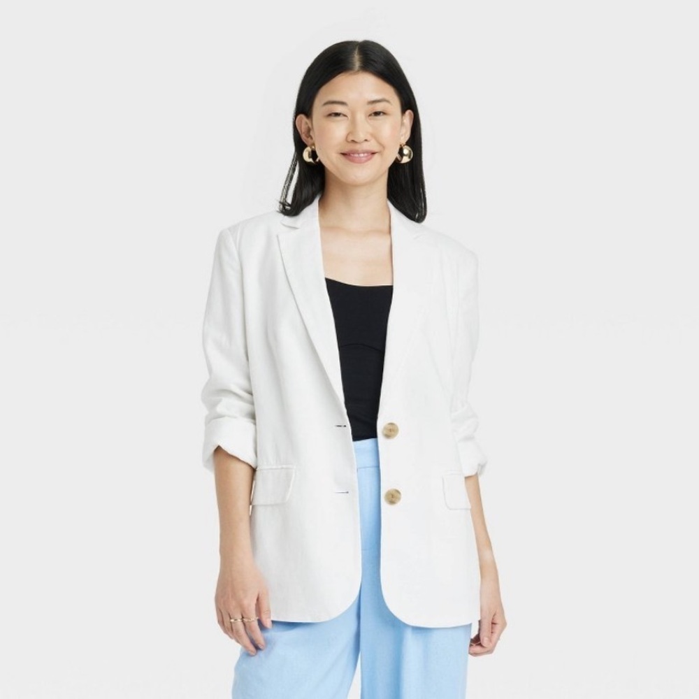 Women's Linen Spring Blazer - A New Day™
White XL new